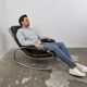 Bauhaus rocking chaise longue in vintage leather and chrome