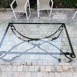 Large rectangular table in cast iron and glass top