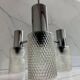 1970s vintage suspension, chrome, textured glass with a diamond point.