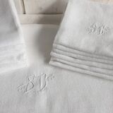 Old damask tablecloth and towels