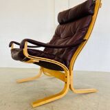 Vintage mid-century scandinavian brown leather lounge chair by ingmar relli