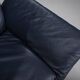 Danish teak and navy blue leather 2-seater sofa from Komfort, 1970s