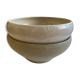 Pair of enamelled sandstone bowls