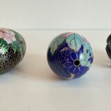 Vintage cloisonné enamelled eggs