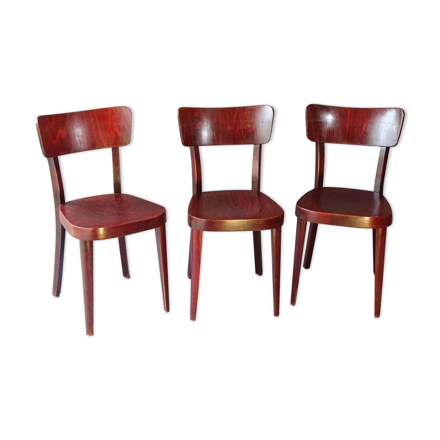 Set of 3 chairs Thonet 1950 feet spindle, modern bistro