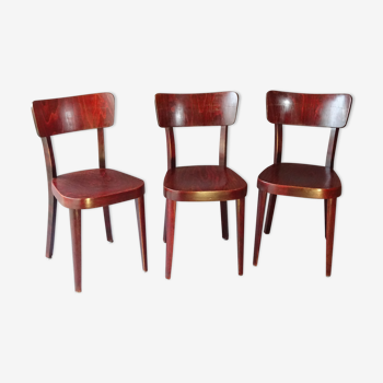 Set of 3 chairs Thonet 1950 feet spindle, modern bistro