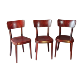 Lot de 3 chaises thonet 1950 pieds fuseau, bistrot moderne