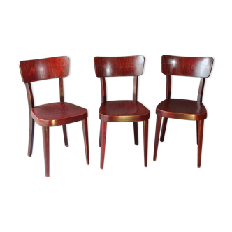 Set of 3 chairs Thonet 1950 feet spindle, modern bistro