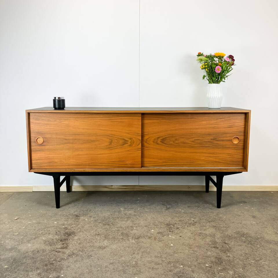 Buffet by Lothar Wegner, walnut with a black top, vintage from the 1960s.