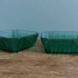 Emerald green glass ramekins Arcoroc, crystal glassware from Arques.