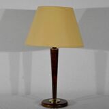 Lampe en acajou et laiton,- 1950