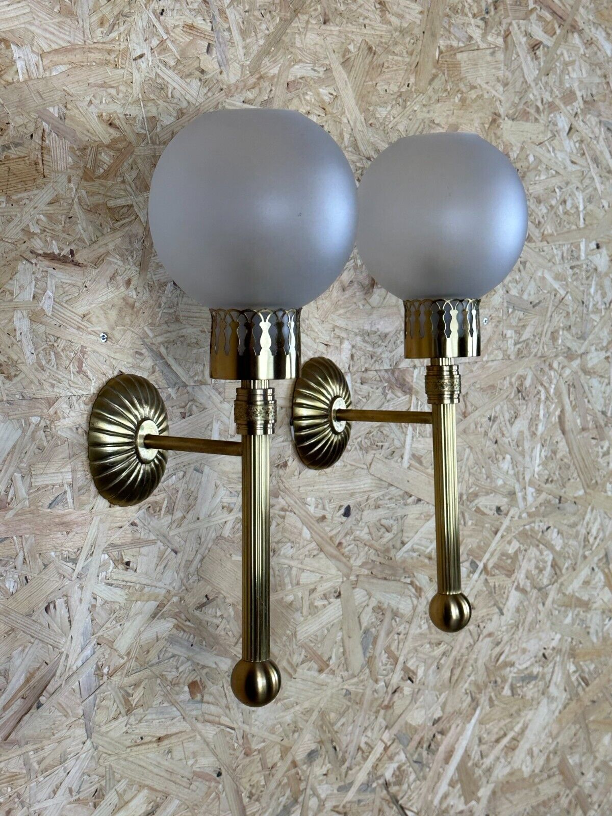 2x 60s 70s lamp light wall lamp glass & brass space age design