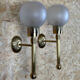 2x 6appliques murales en verre et laiton space age design