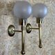 2x 60s 70s lamp light wall lamp glass & brass space age design