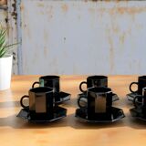 Set of 6 cups and under black vintage cups