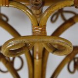 Chunky large bamboo rattan coat rack, 1960s