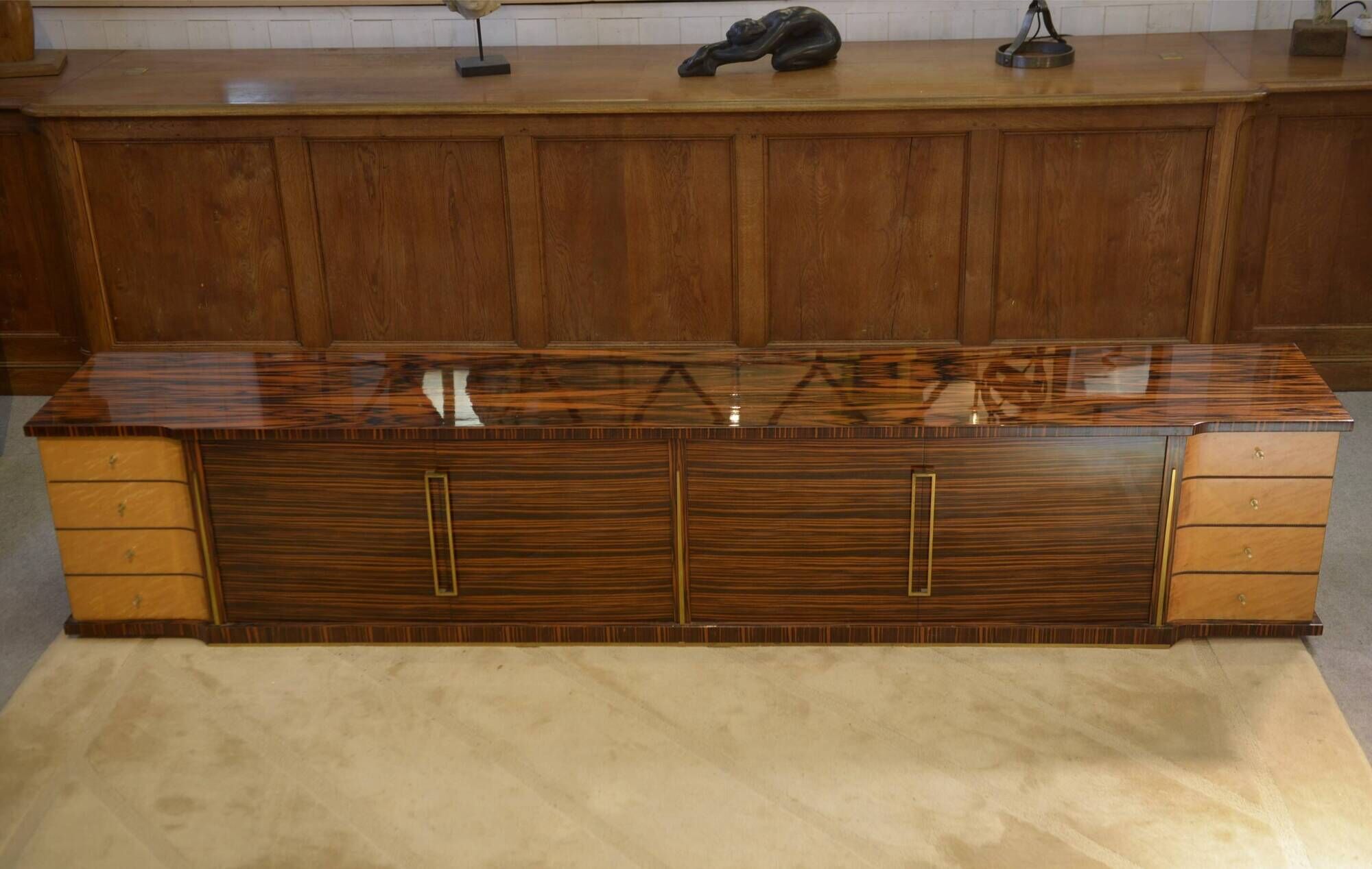 Minimalist enfilade in ebony and sycamore 1960s