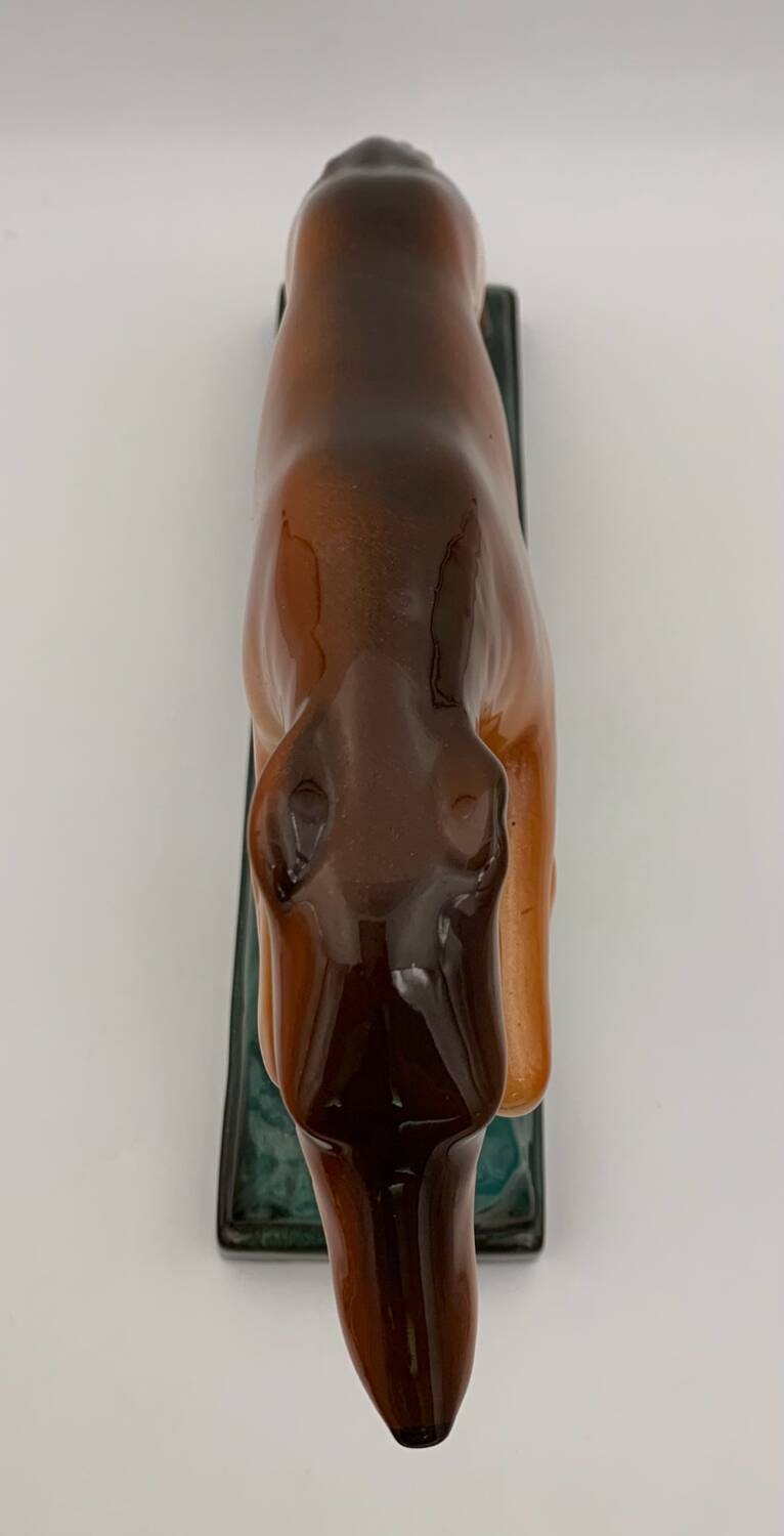 Sainte Radegonde Art Deco earthenware greyhound, 1930s
