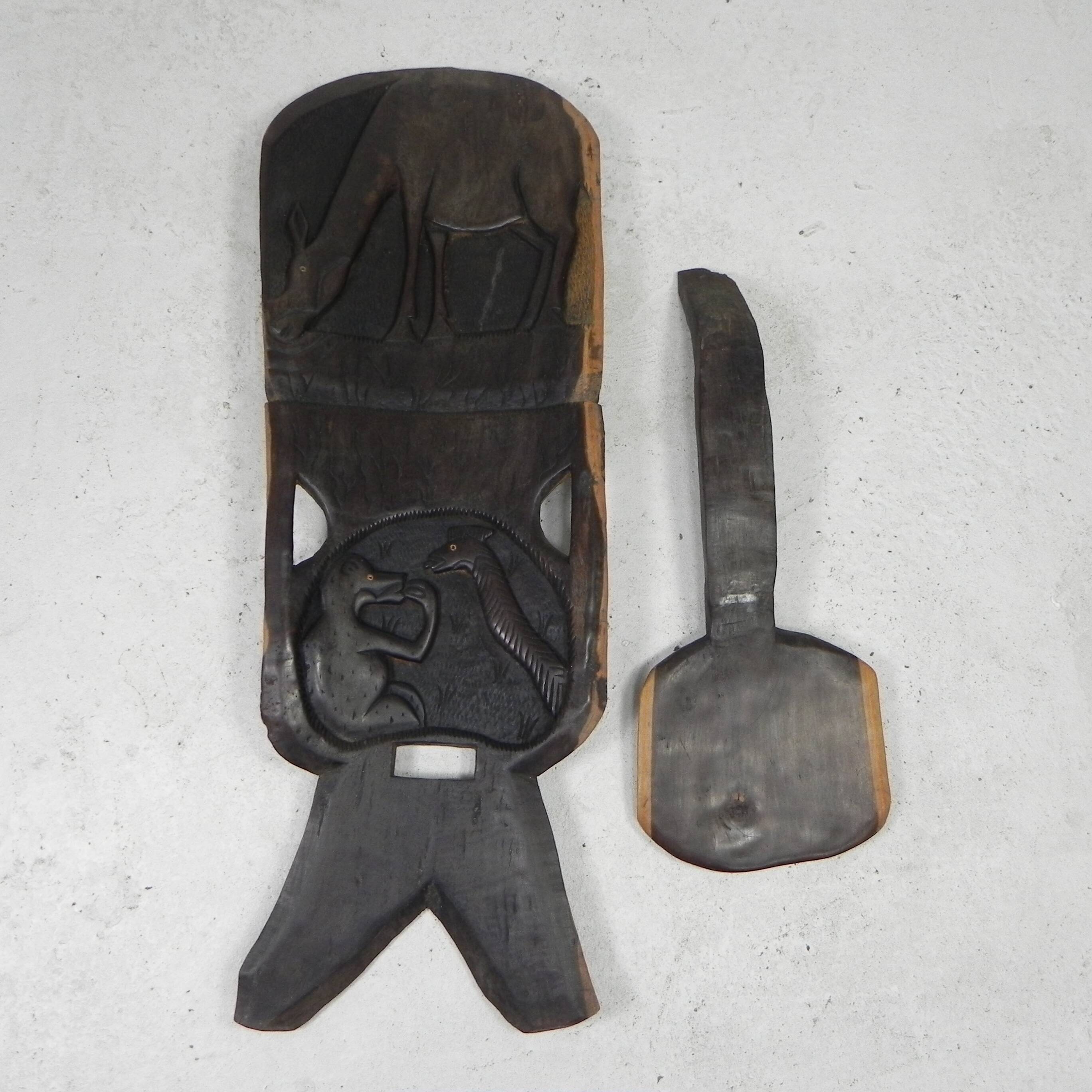Solid ebony Makonde Palaver chair, 1970s