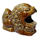 Vintage 60s-70s brown glazed ceramic Foo dog ashtray.
