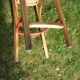 High bistro chair in natural and red wood