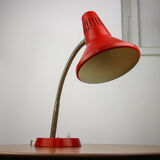 Adjustable Desk Lamp in Red Painted Metal and Chrome-Plated Spiral Arm from Tep, 1970s