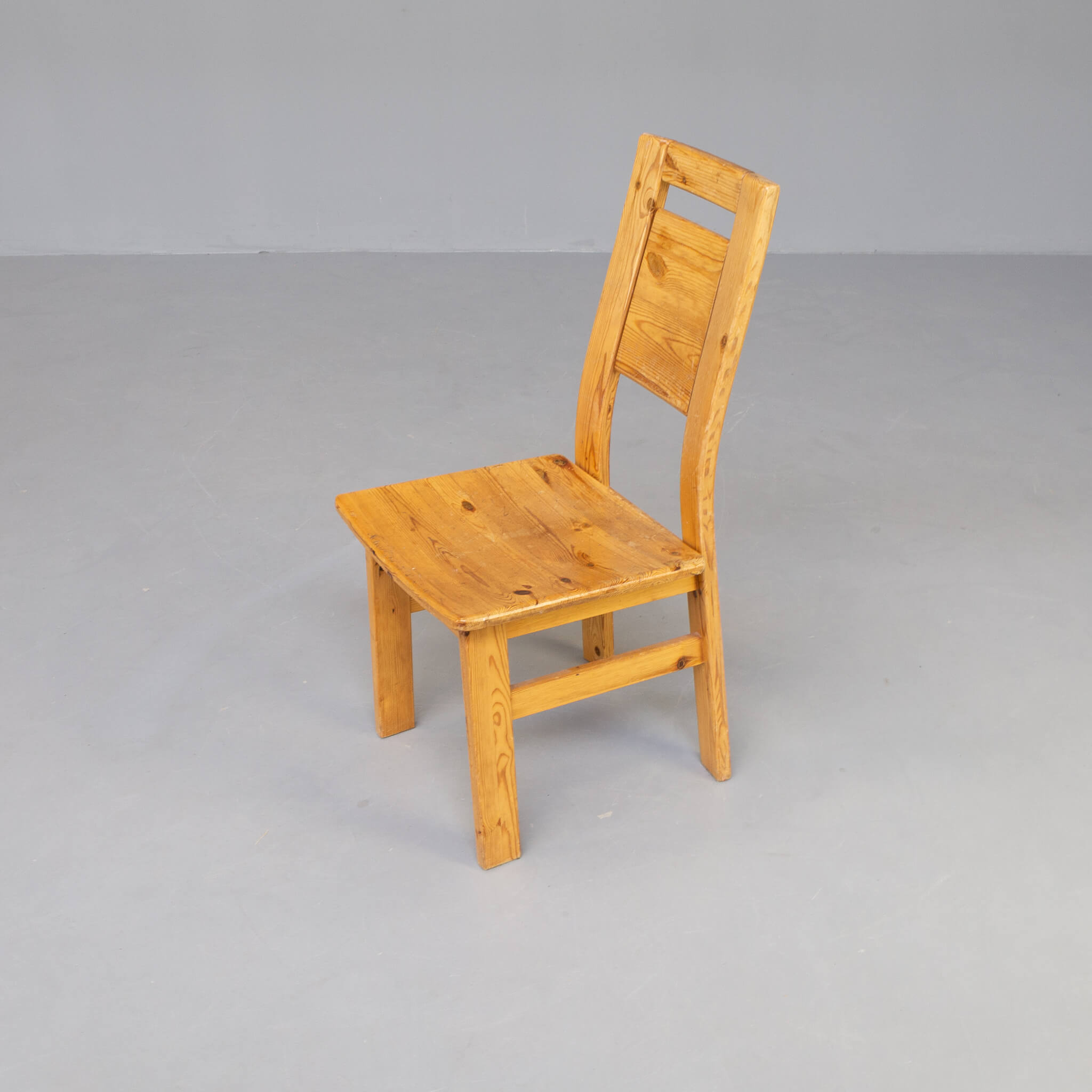 70s pine wooden dining chair set/4