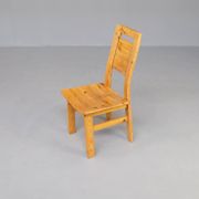Ensemble de chaises de salle à manger en bois de pin des années 70 / 4