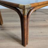 Bamboo and glass coffee table
