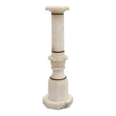 Carved White Marble Pedestal Column with Rosette Capitals, Italy, ca 1900