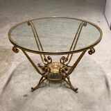 Wrought iron gilt coffee table, Italy 1940s