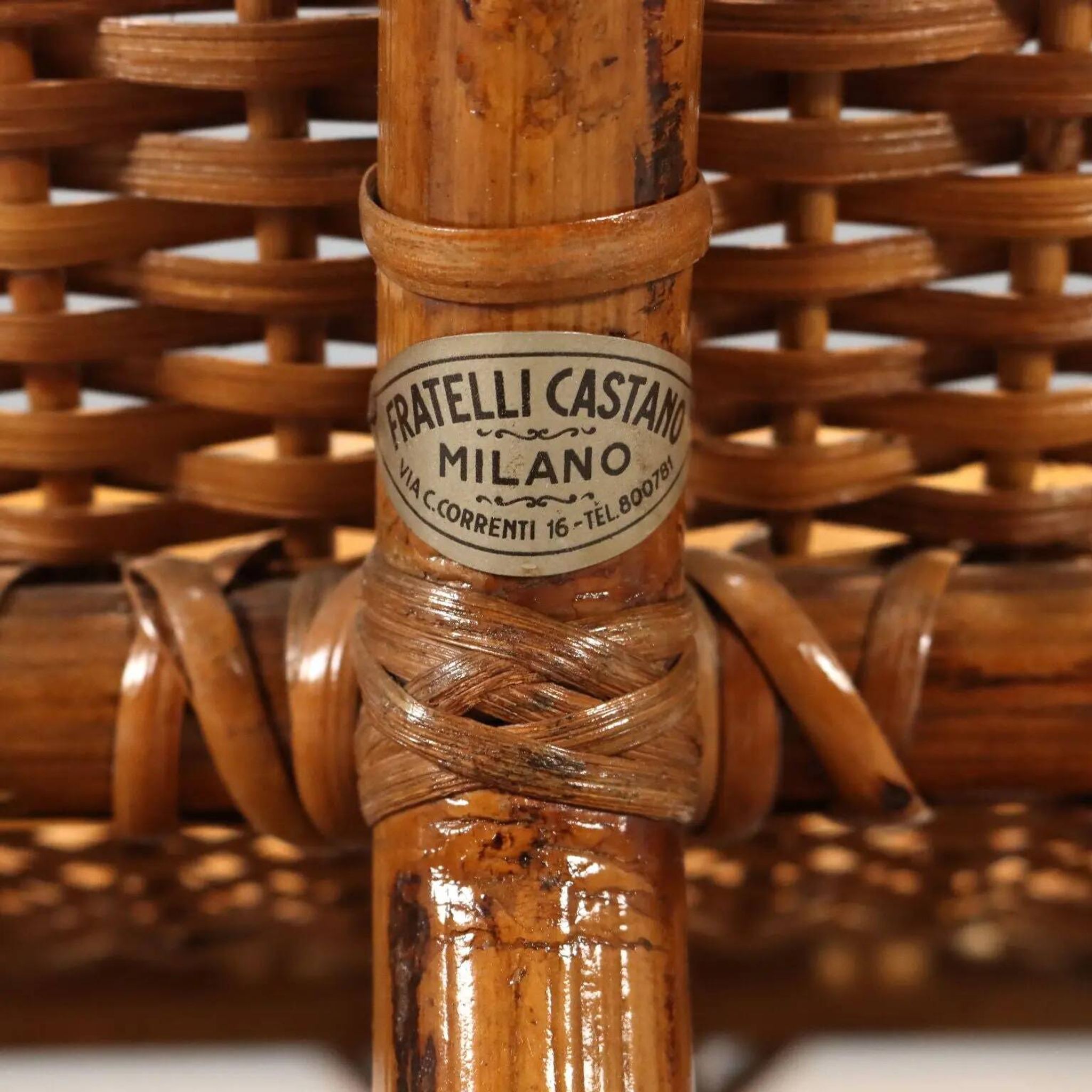 Canapé vintage en osier et bambou, design Italie, années 1950-1960