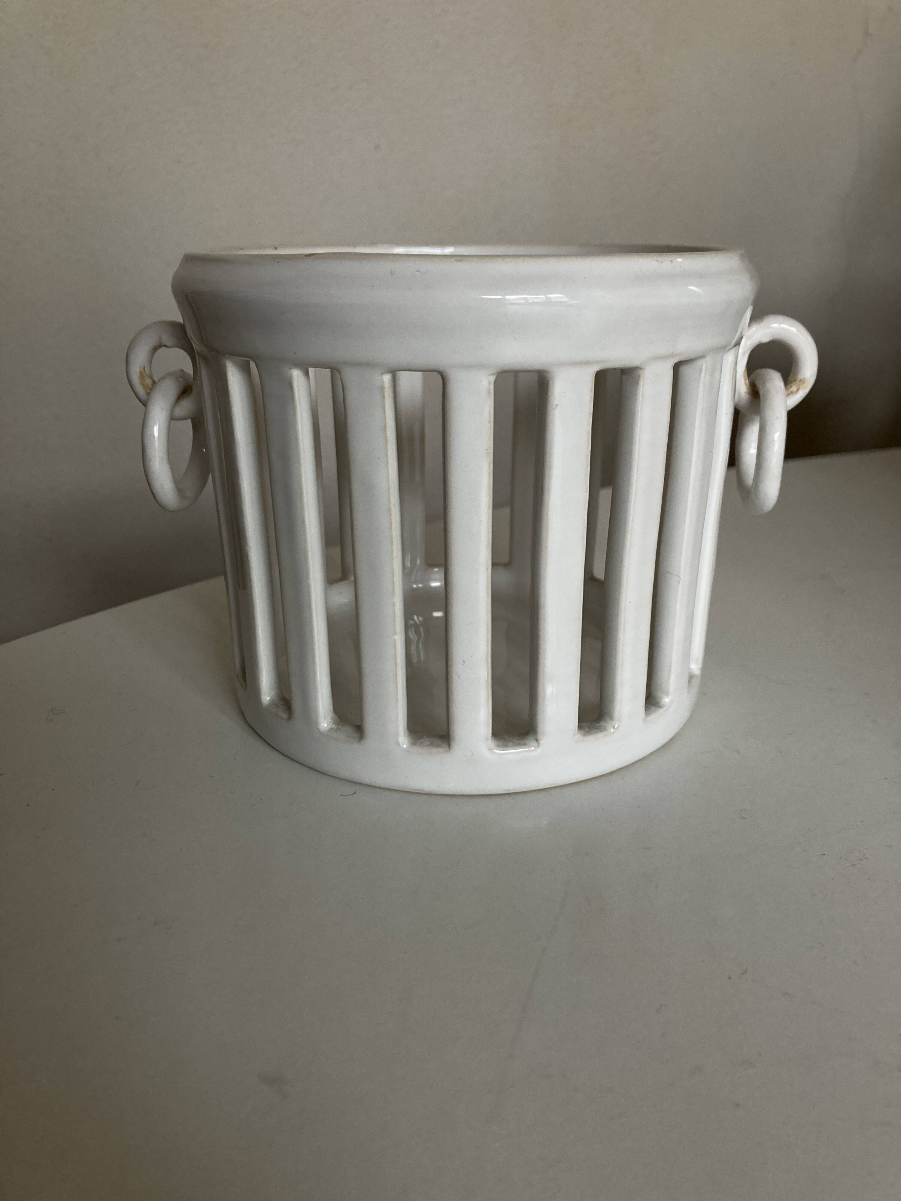 Cache pot directoire néo classique Moustier blanc 1950