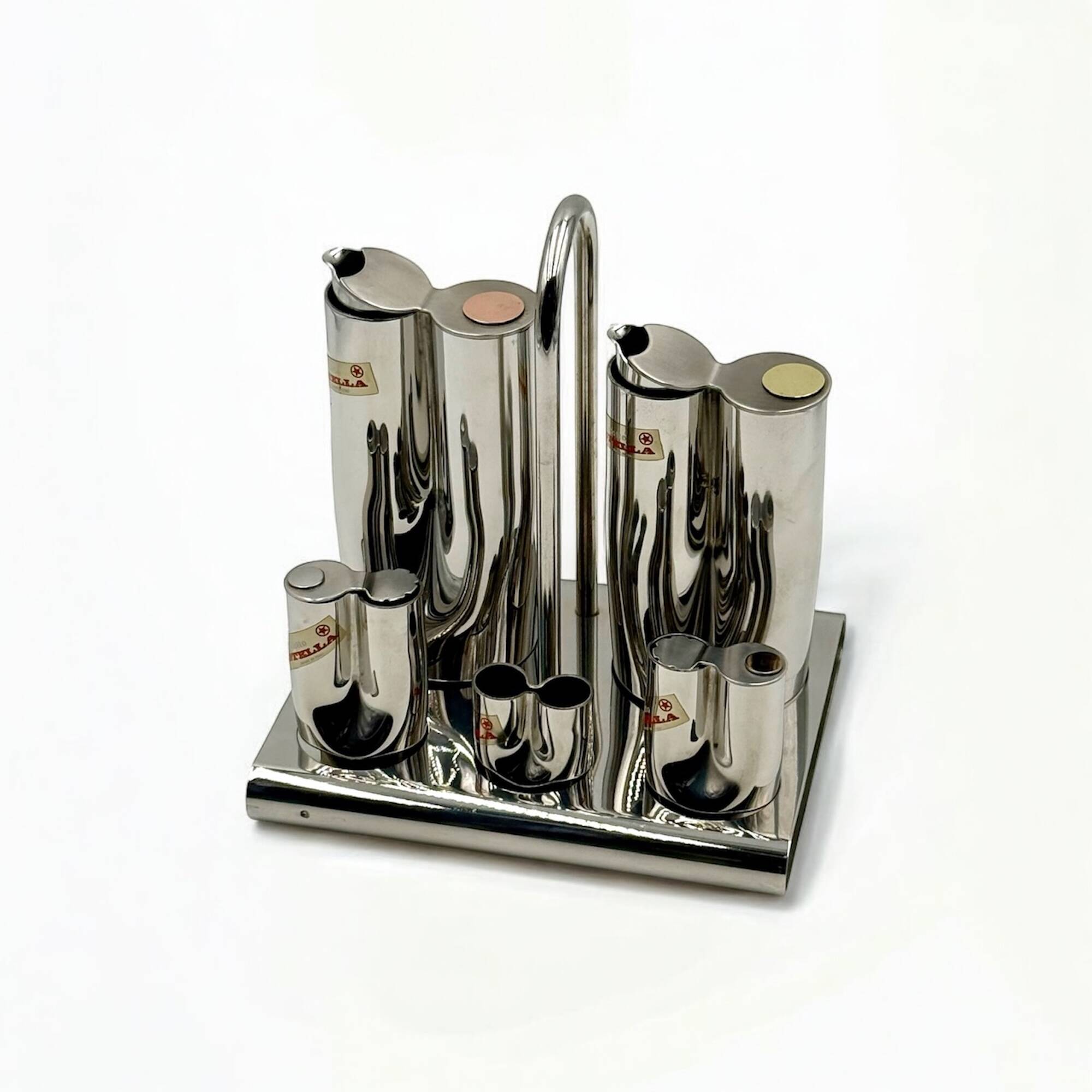 Mid Century Menage Set in Polished Stainless Steel from Stella, Made in Italy, 1970s