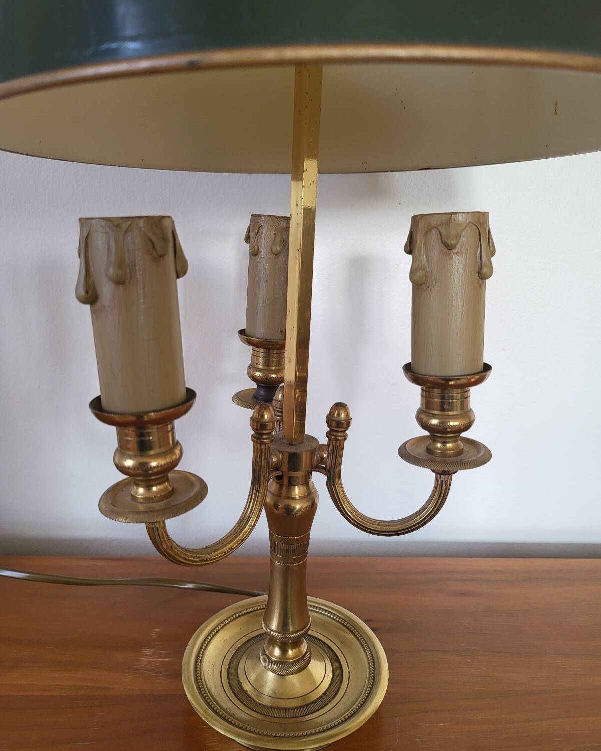 Antique Empire Style Bouillotte Lamp in brass and tin