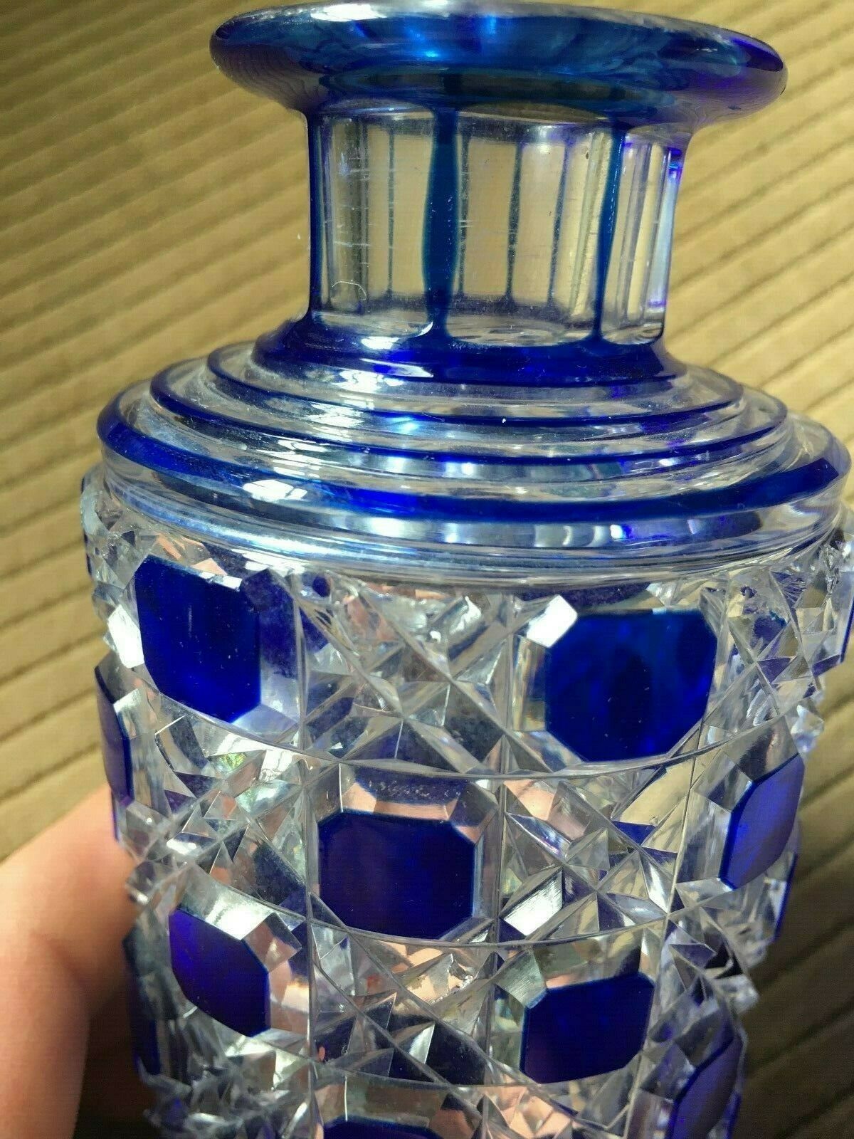 Baccarat crystal bottle model diamonds stoned blue
