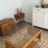 Braided rattan coffee table