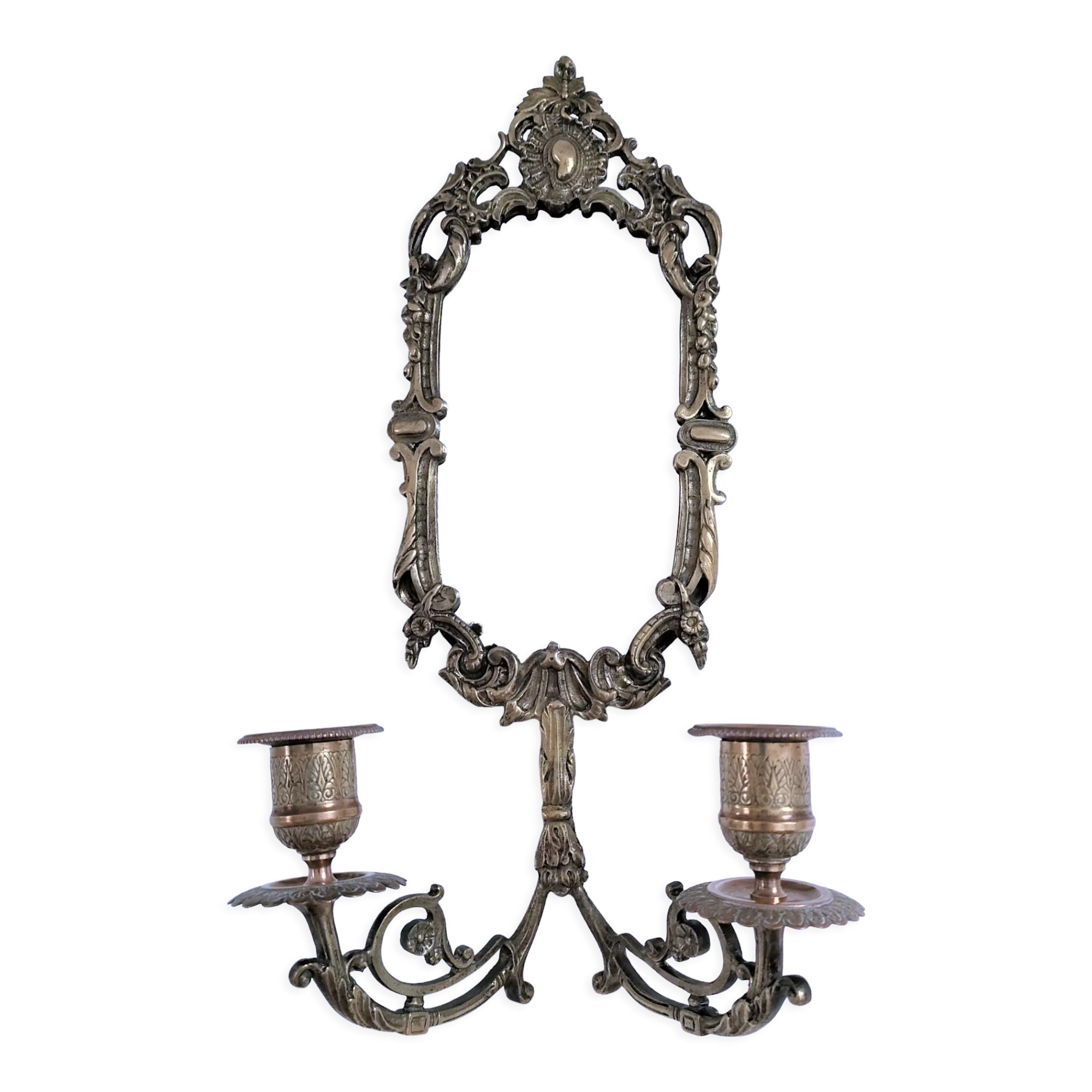 Patinated bronze chandelier mirror early twentieth century
