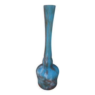 Vase Art nouveaux en pate de verre Soliflore marbré marmoréen signé Jouvray