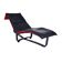 Scandinavian modern black leather and red wool reversible chaise lounge from Westnofa, Norwegian