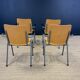Set of 4 school armchairs with high wooden backs and anthracite grey legs, Netherlands