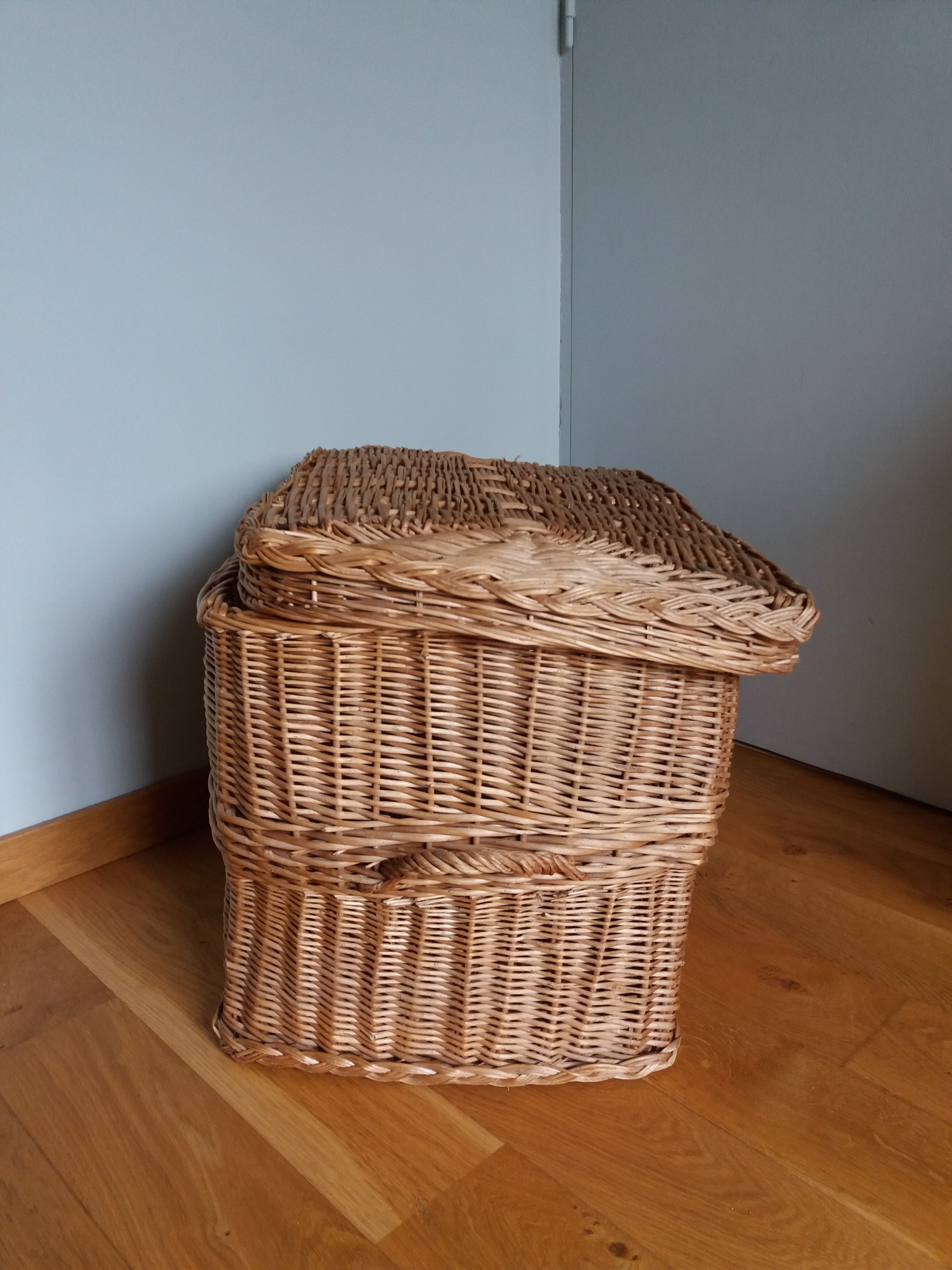 Panier en osier rotin grand coffre à jouets