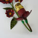 Pair of vintage Italian wall lamps in painted sheet metal. Decoration flowers. Year 50 60