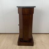 Biedermeier Drum Cabinet in Walnut Veneer & Marble, France, 1830s