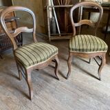 Set of two wooden and fabric chairs