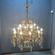 Large Florentine Tole Chandelier with Murano Glass Flowers, Italy, 195