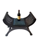 Vintage Curule Stool with Reupholstered Seat