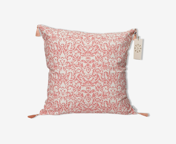 Housse de coussin etnik blanc / rose vif - 50 x 50