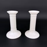 Pair of white earthenware candlesticks – Doulton, England, early 20th century