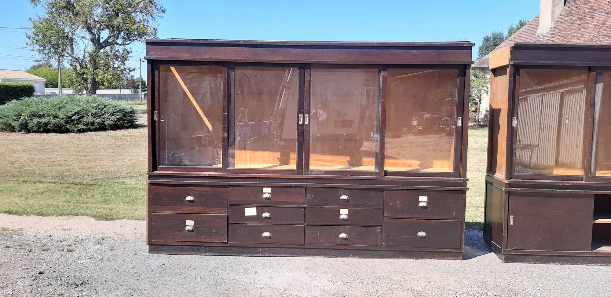 2 wood store furniture and glass doors